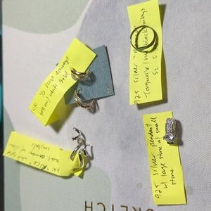 14k, 10k and 925 silver earrings, ring and pendant